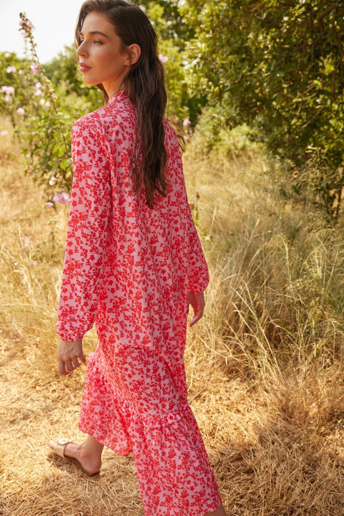 Red A Line Maxi Dress, , large image number 8
