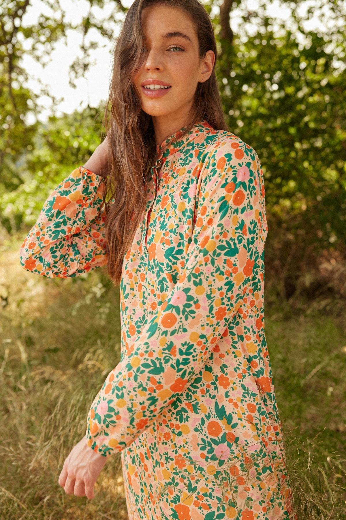 Orange A-Line Maxi Dress, , large image number 2