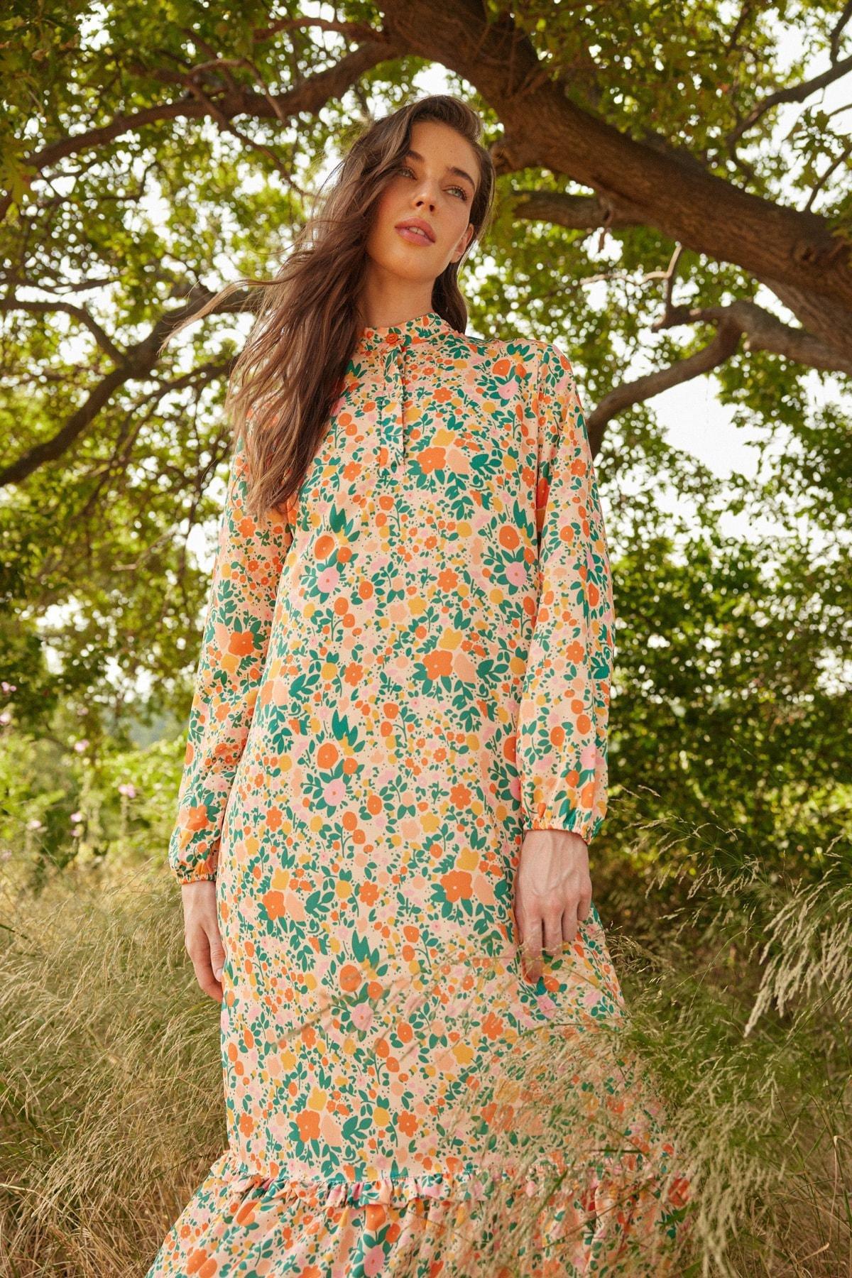 Orange A-Line Maxi Dress, , large image number 3