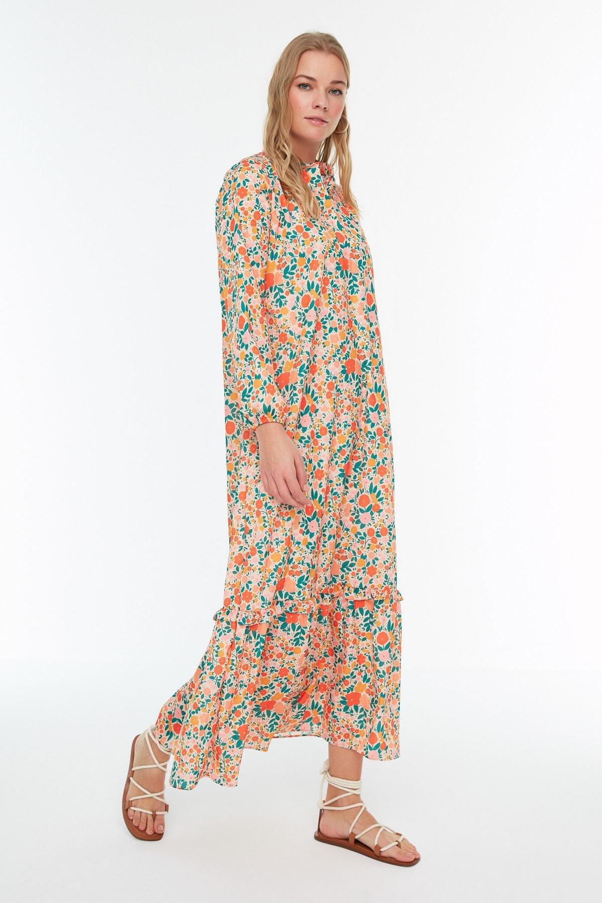 Orange A-Line Maxi Dress, , large image number 4