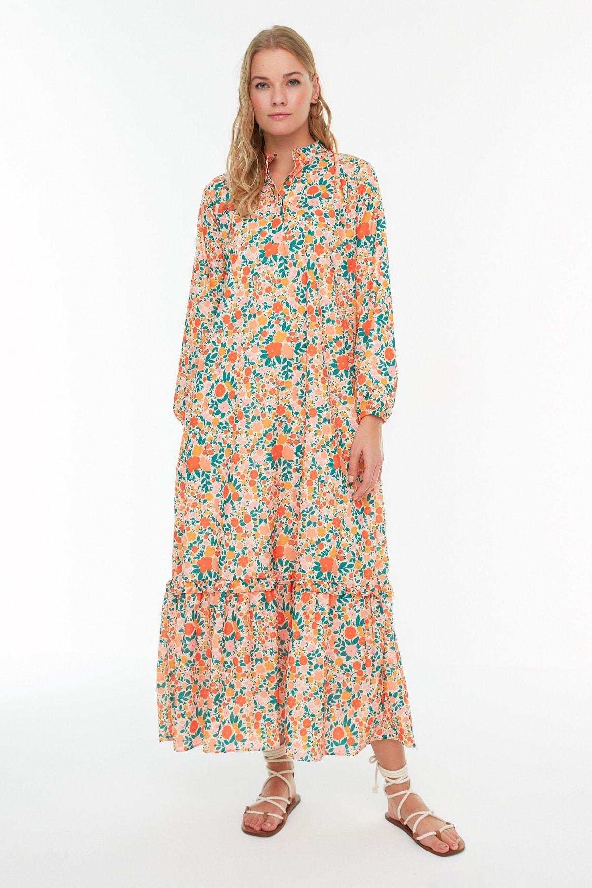 Orange A-Line Maxi Dress, , large image number 5