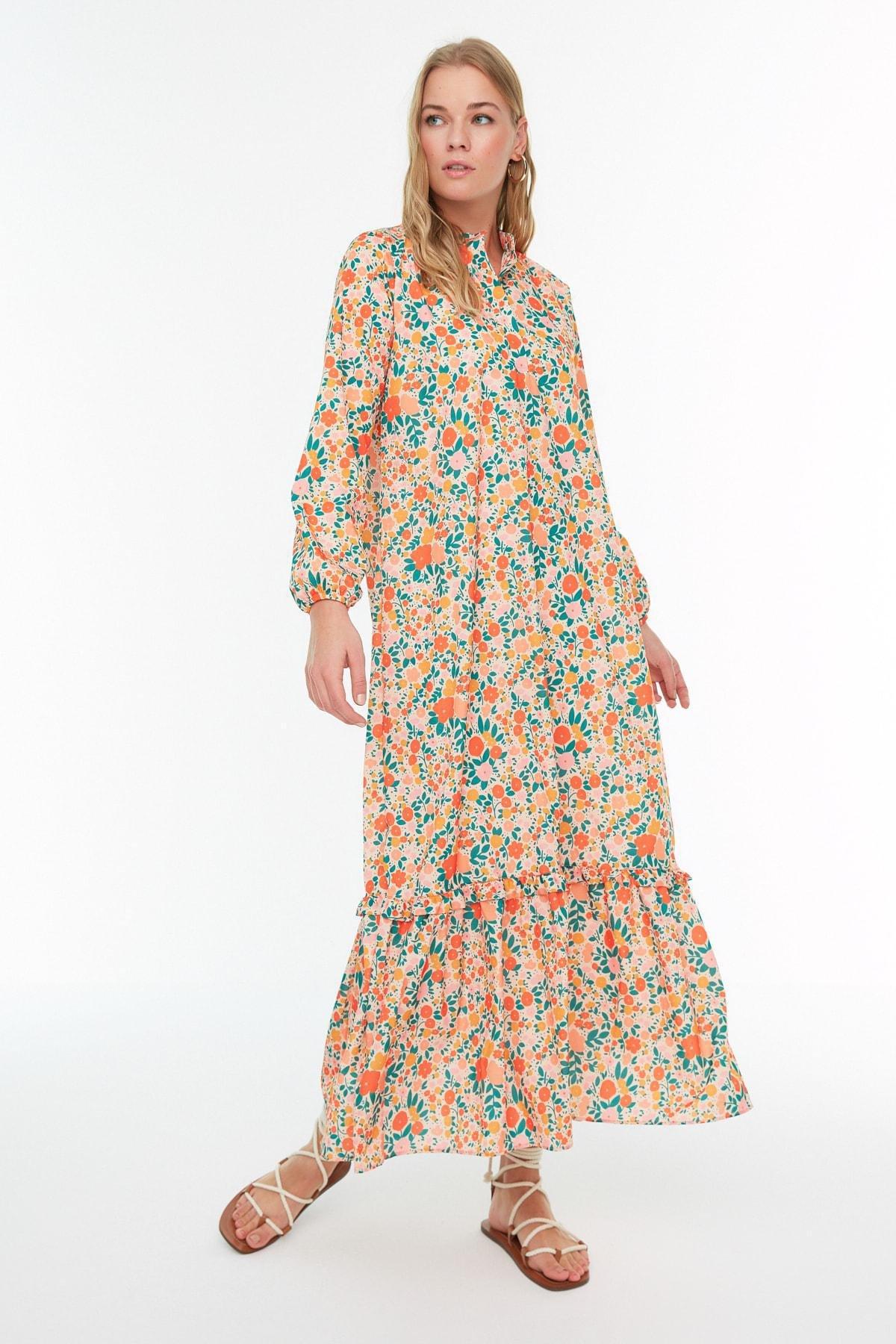 Orange A-Line Maxi Dress, , large image number 6
