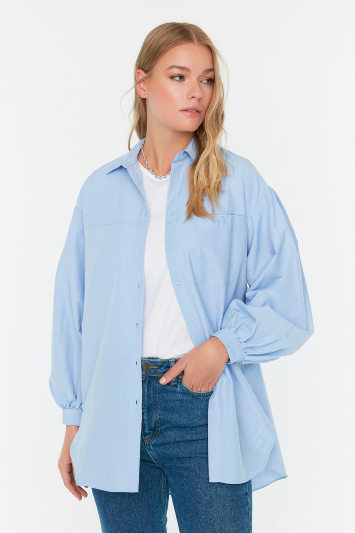 Blue Oversize Shirt, , large image number 0