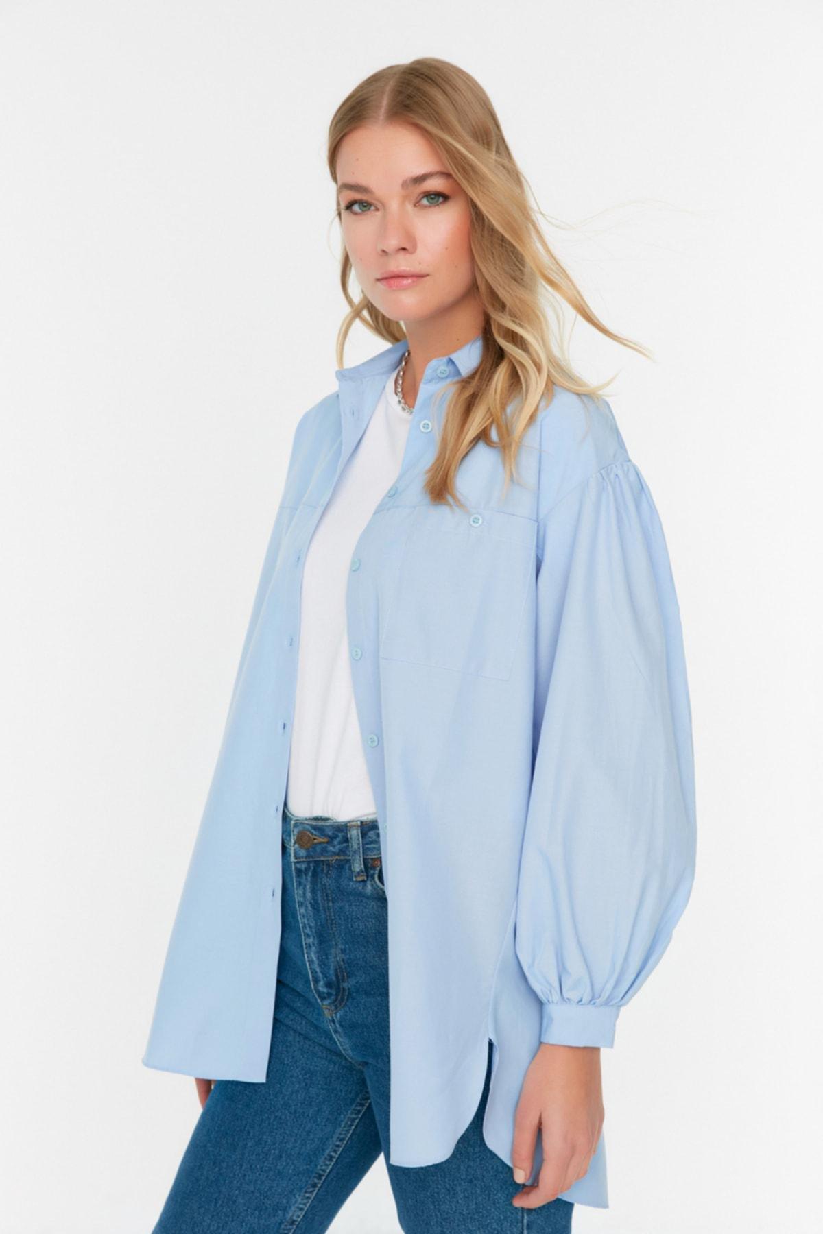 Blue Oversize Shirt, , large image number 1