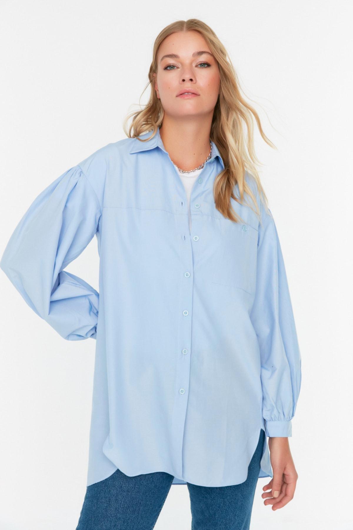 Blue Oversize Shirt, , large image number 2