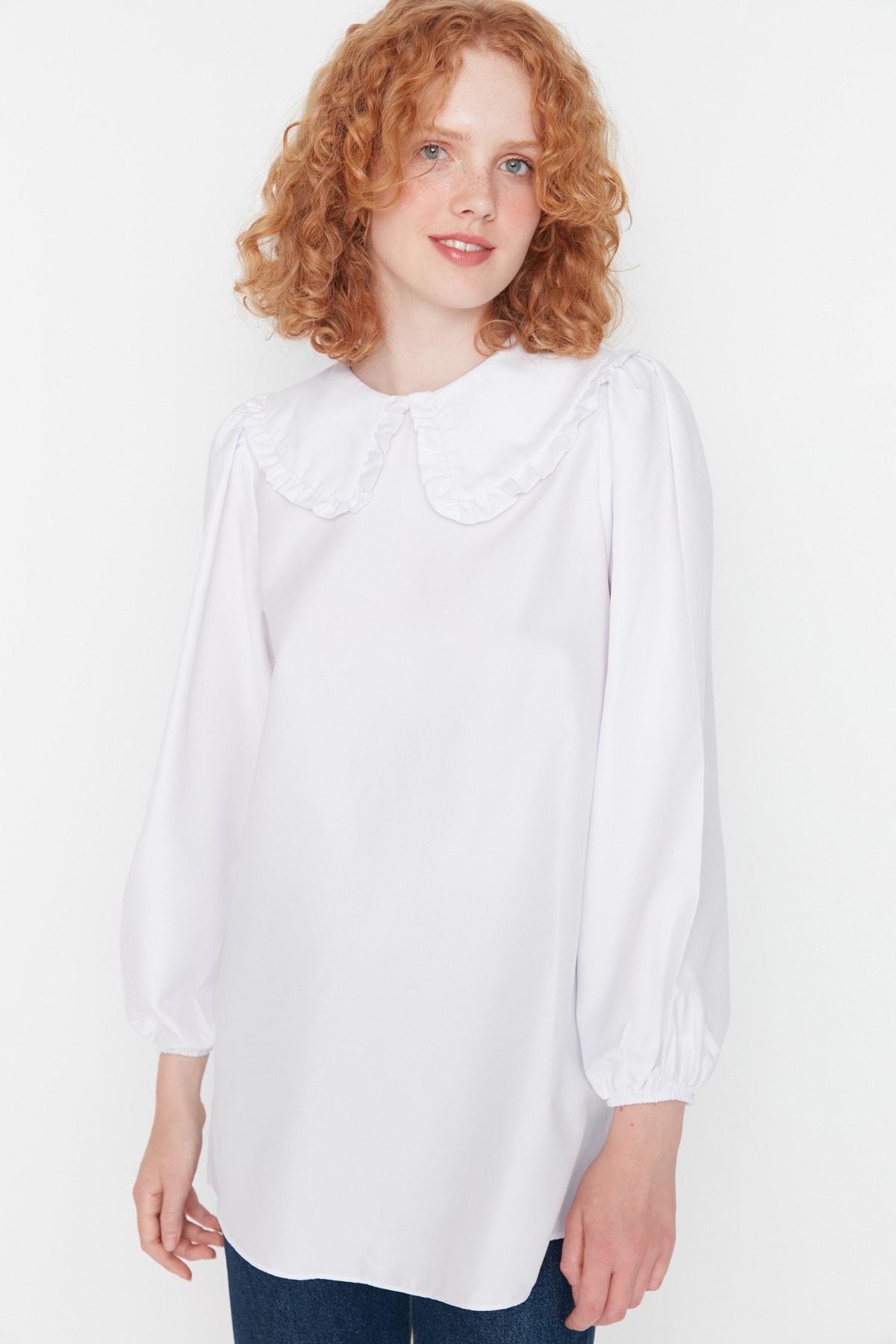 White Peter Pan Collar Tunic, , large image number 0