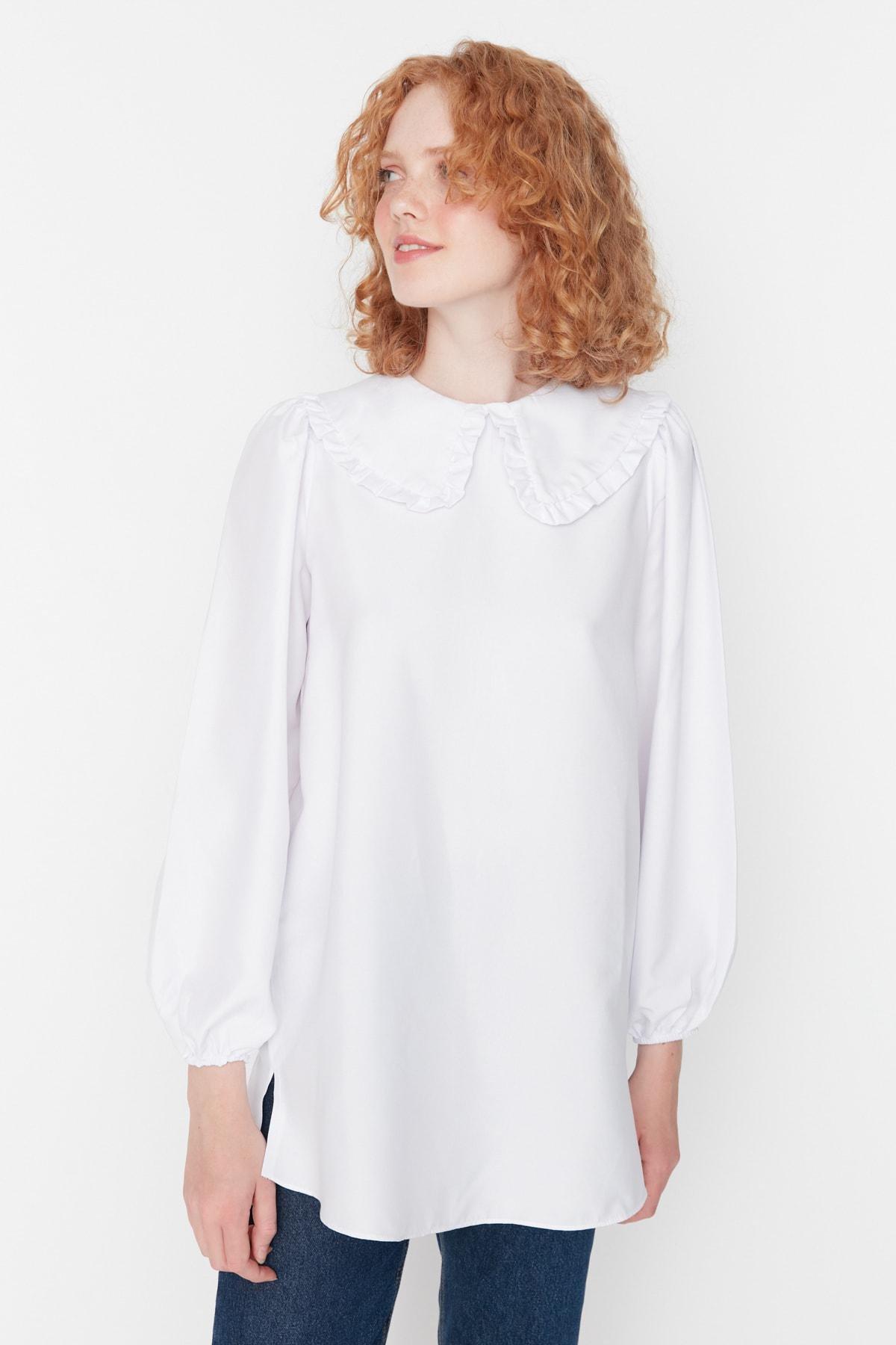 White Peter Pan Collar Tunic, , large image number 1