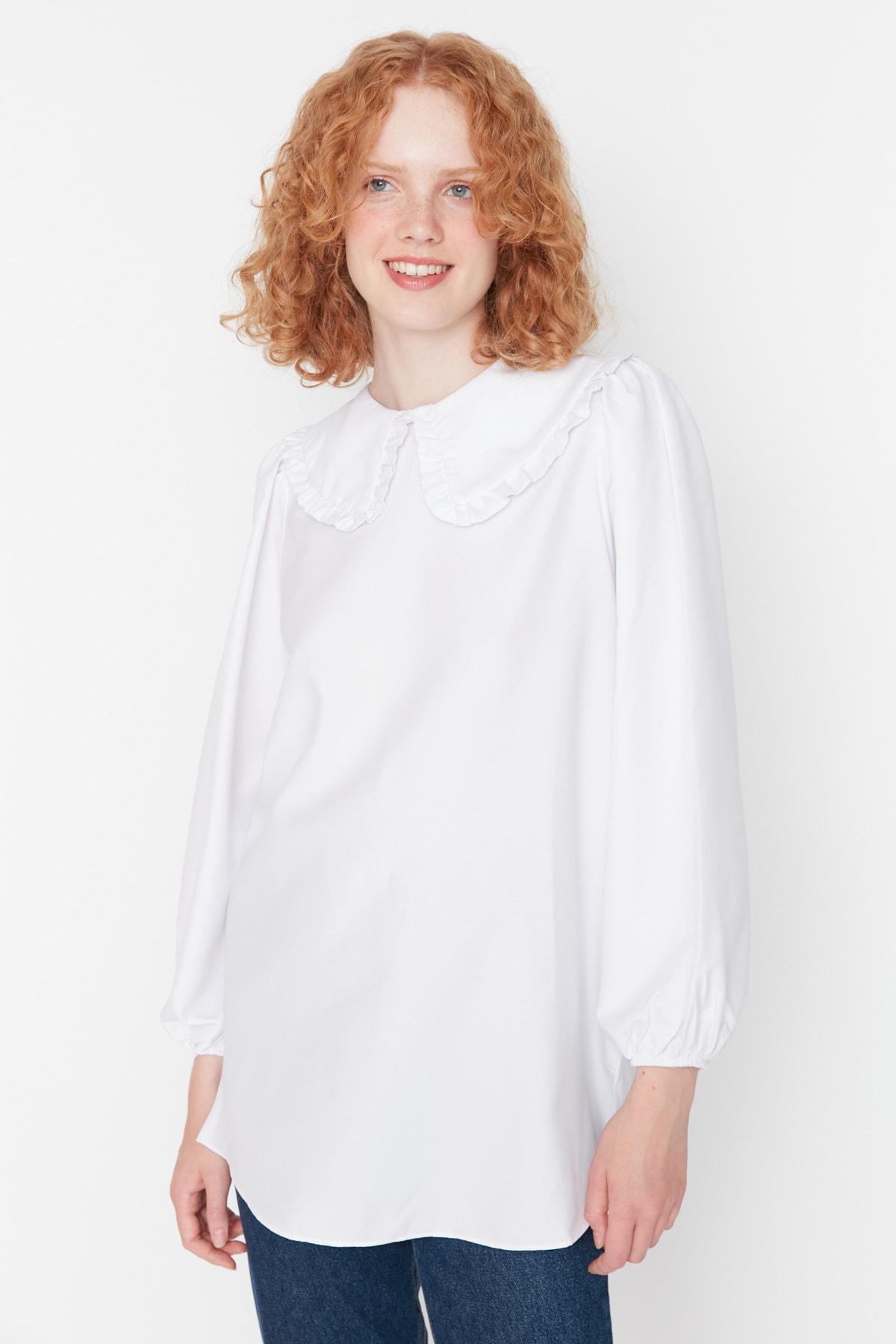 White Peter Pan Collar Tunic, , large image number 3