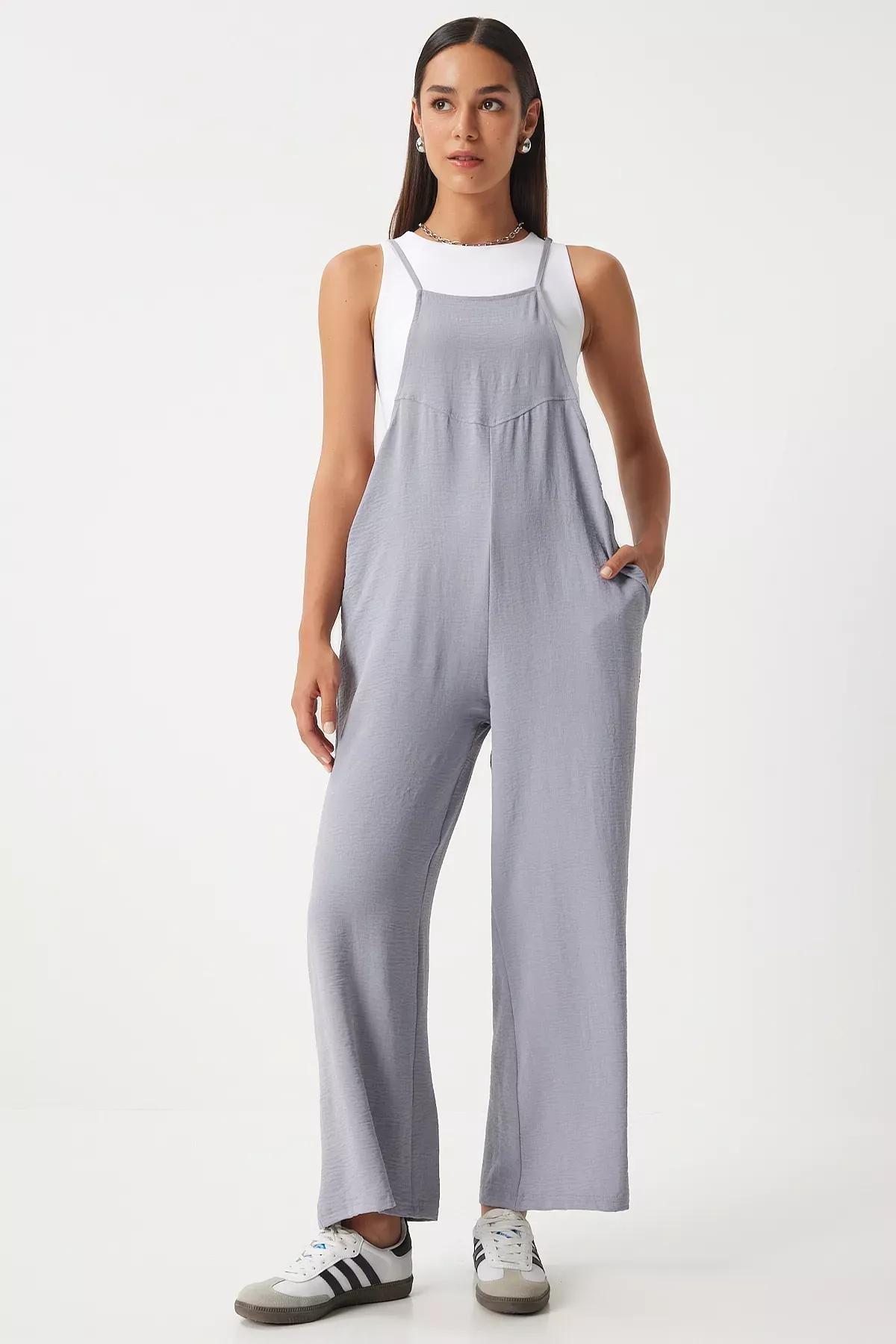 Gray Plain Overalls DD00910, , large image number 0