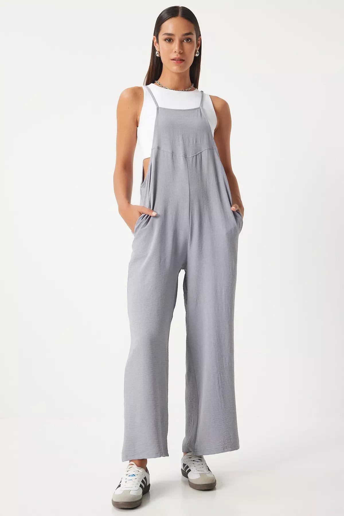 Gray Plain Overalls DD00910, , large image number 1