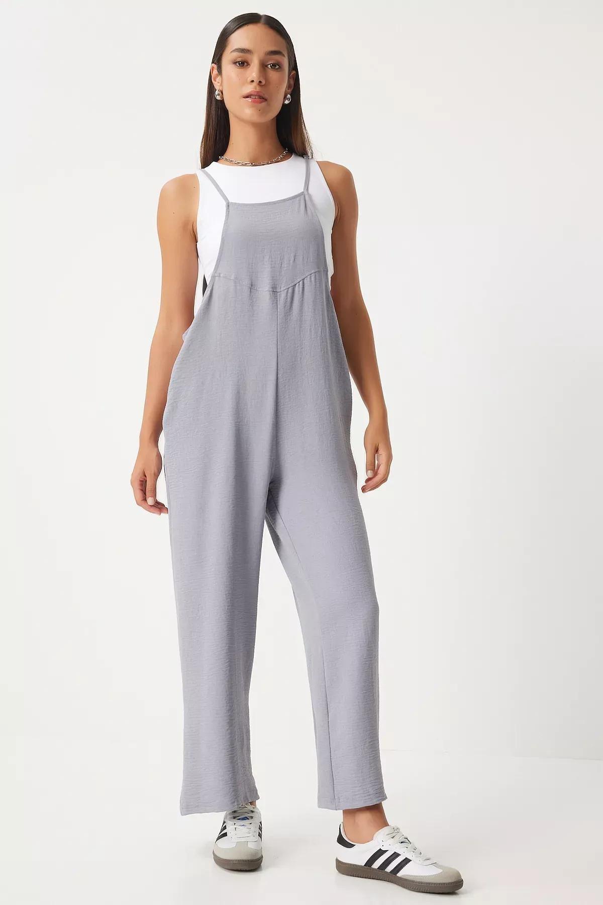Gray Plain Overalls DD00910, , large image number 2