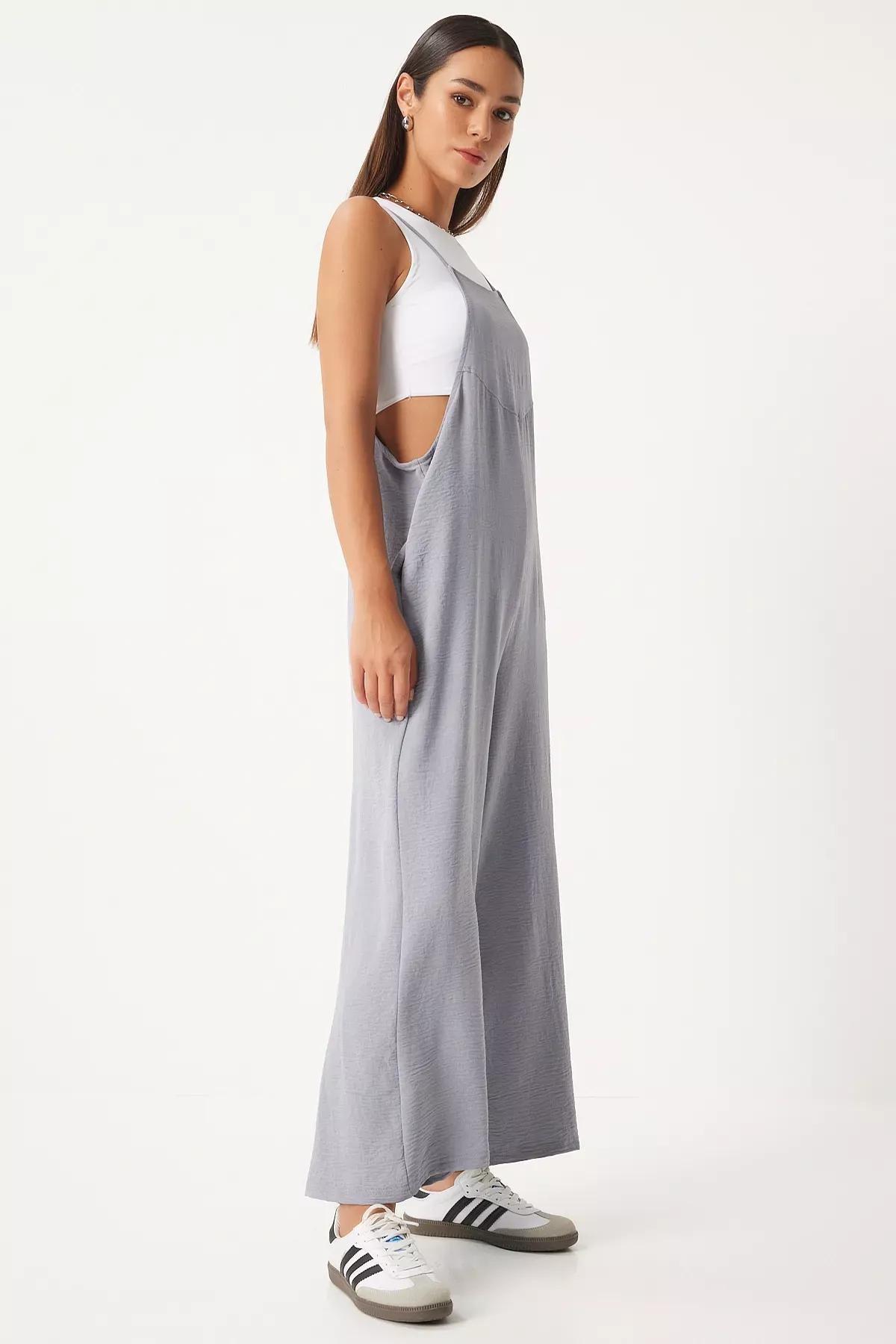 Gray Plain Overalls DD00910, , large image number 3