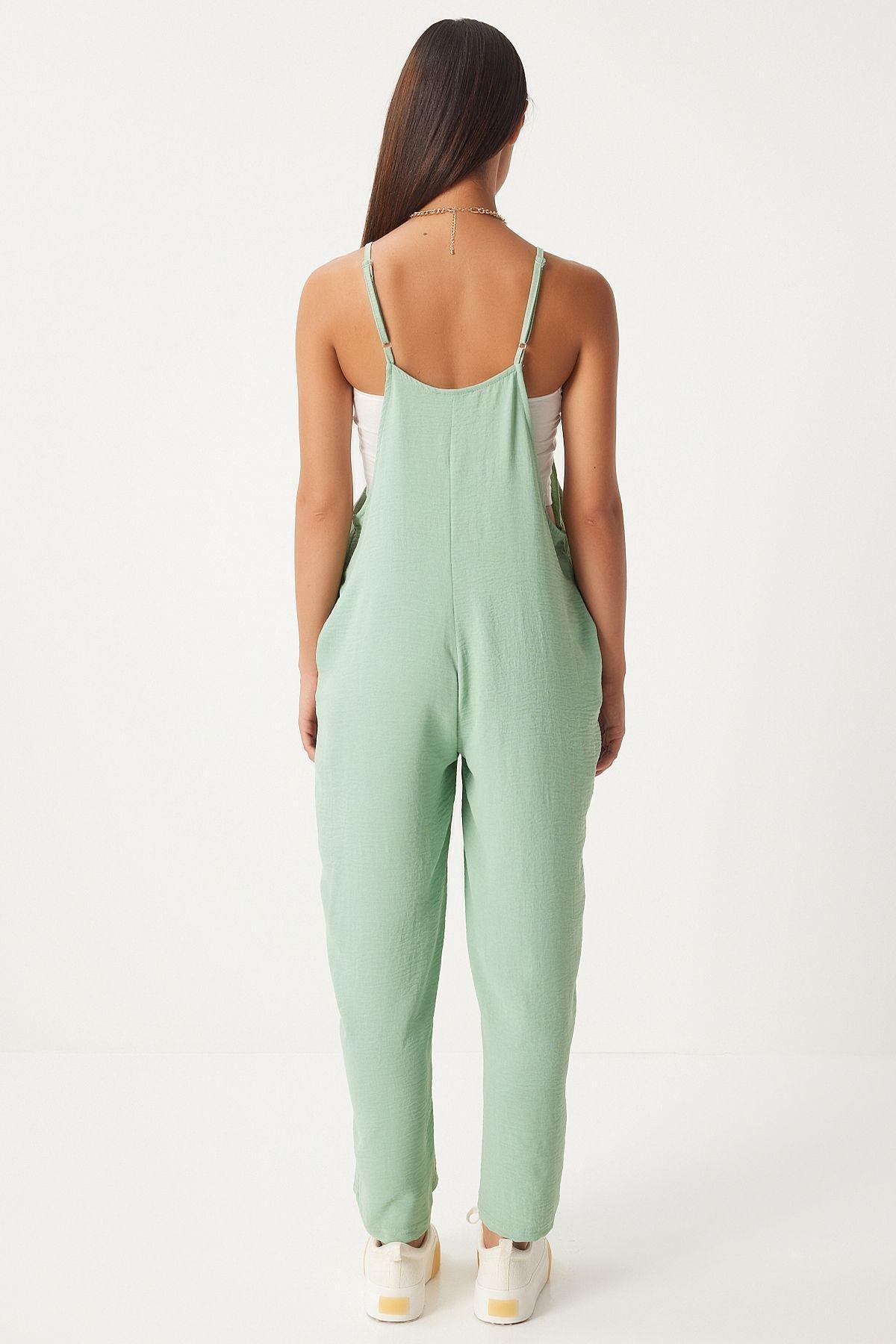 Womens Green Pocketed Gardener Overalls DD00910, single, , large image number 0