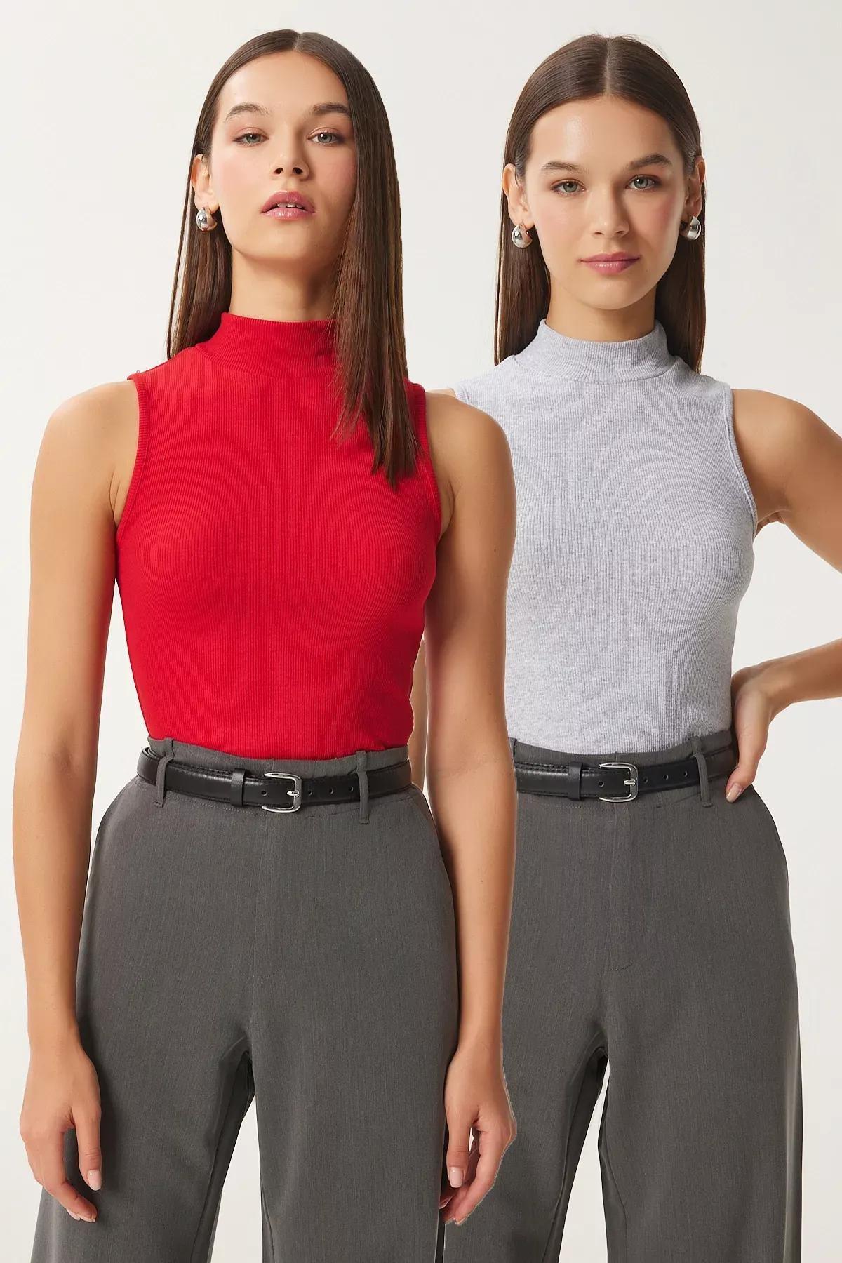 Red Grey Melange Blouse, C101_7495, large image number 0