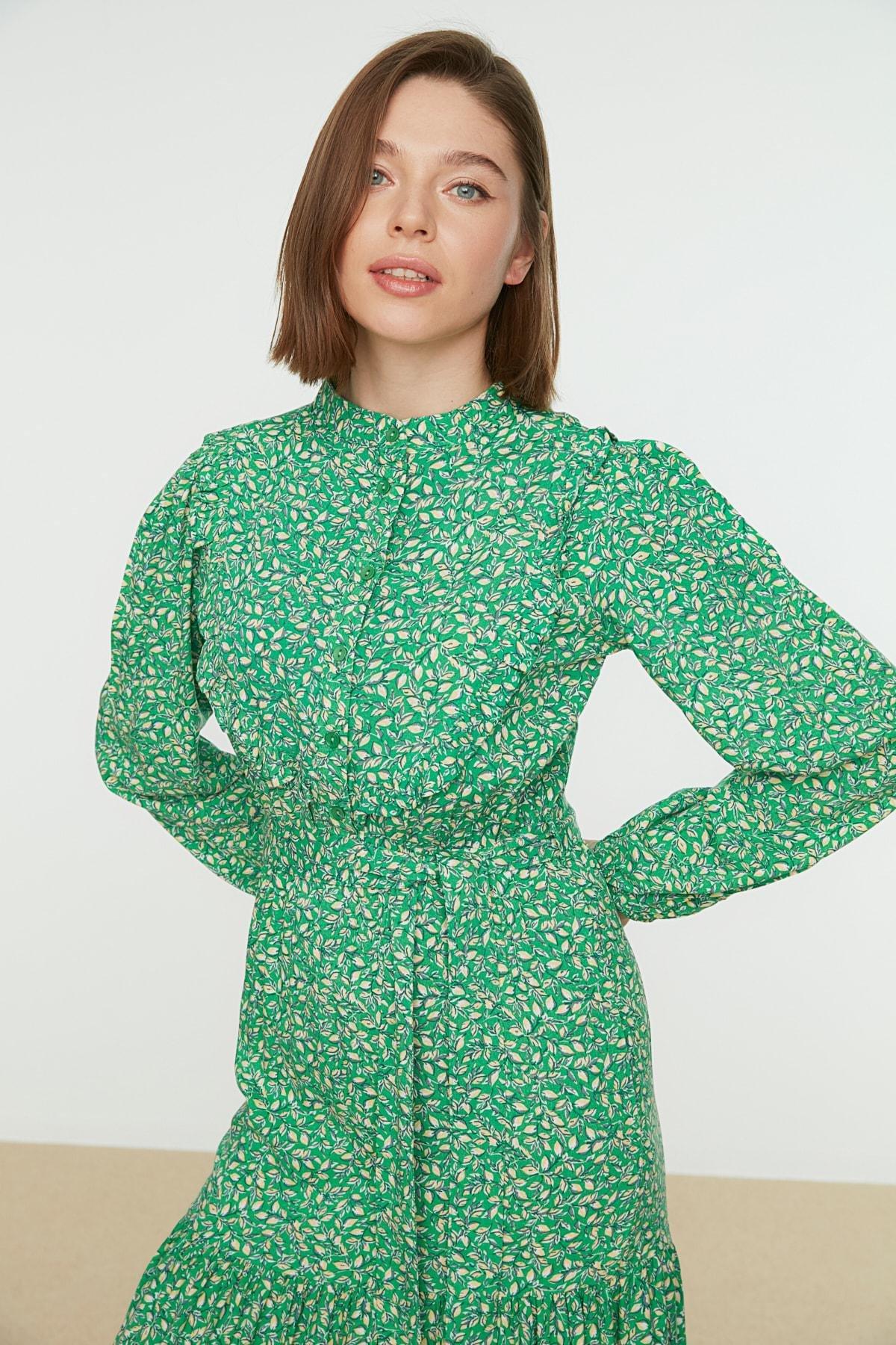 Green A Line Maxi Dress, , large image number 1