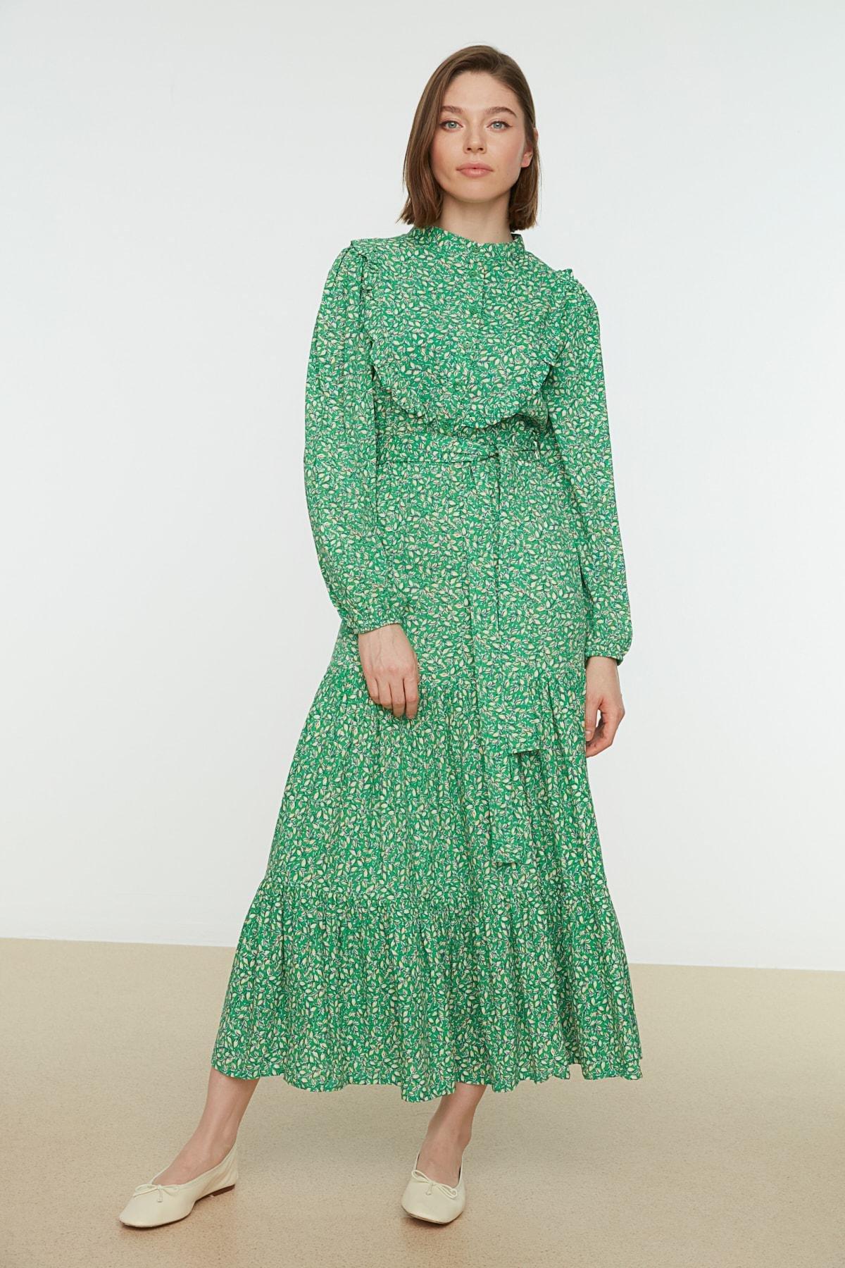 Trendyol - Green A Line Maxi Dress