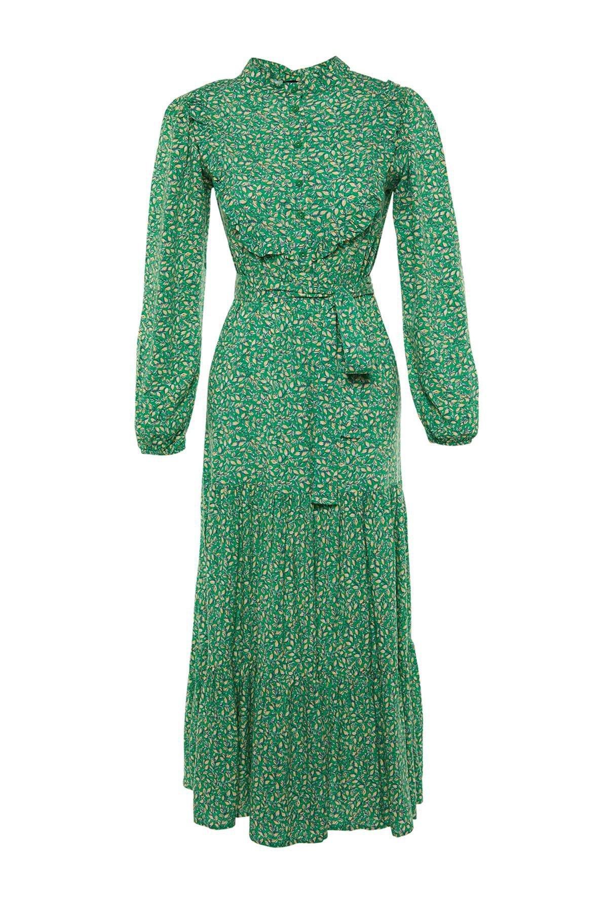 Green A Line Maxi Dress, , large image number 7