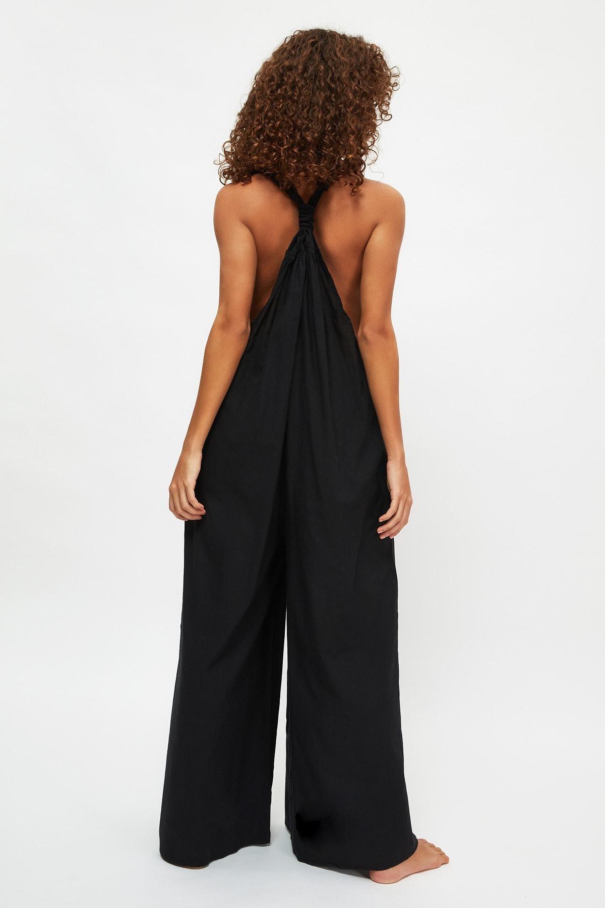 Black Relaxed Long Jumpsuit, , large image number 3