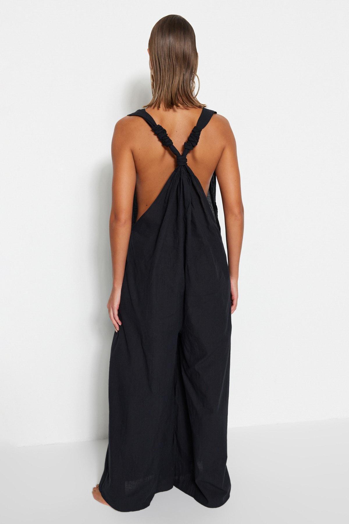 Black Relaxed Long Jumpsuit, , large image number 8