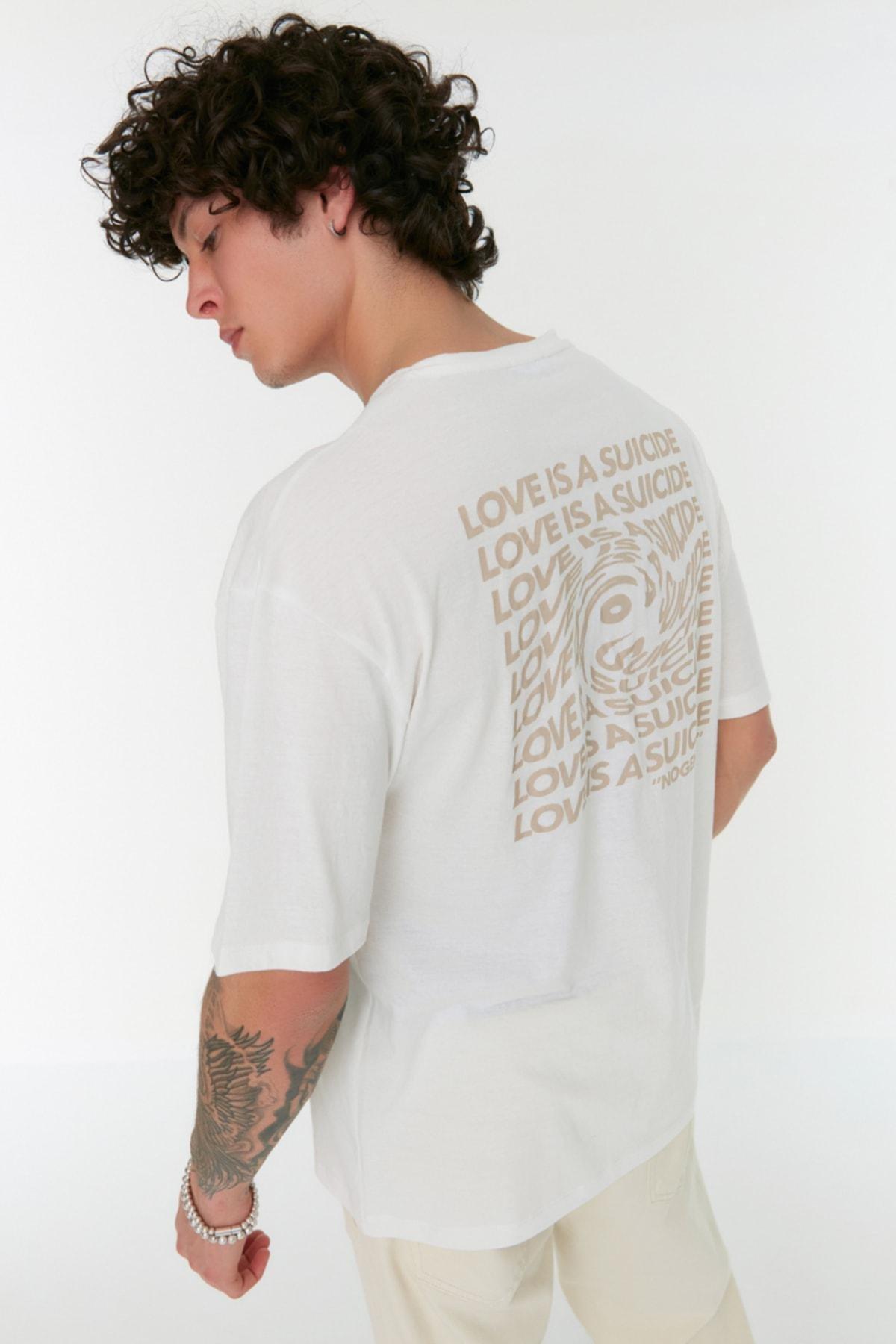 White Printed Crew Neck Tshirt, , large image number 1