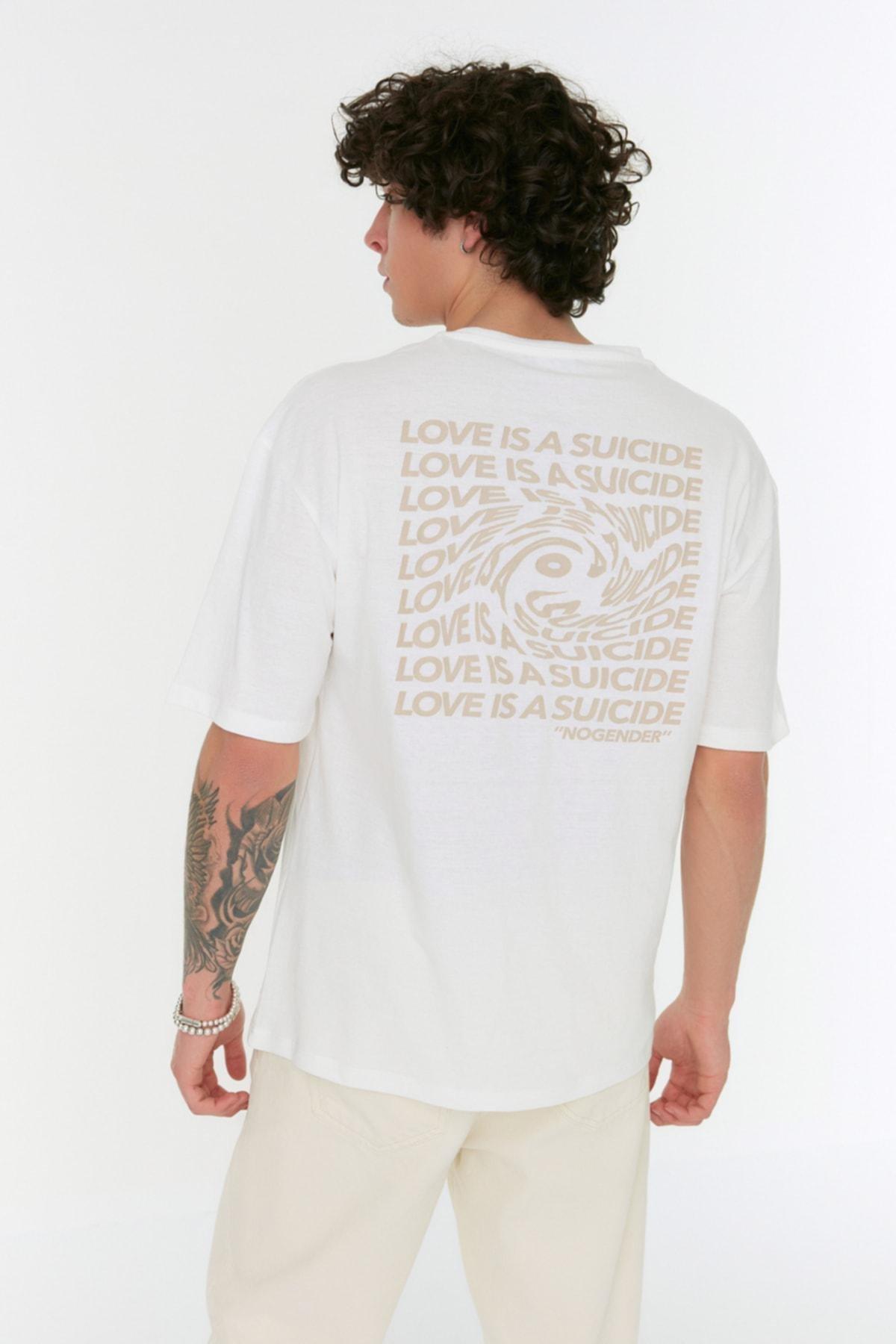White Printed Crew Neck Tshirt, , large image number 2