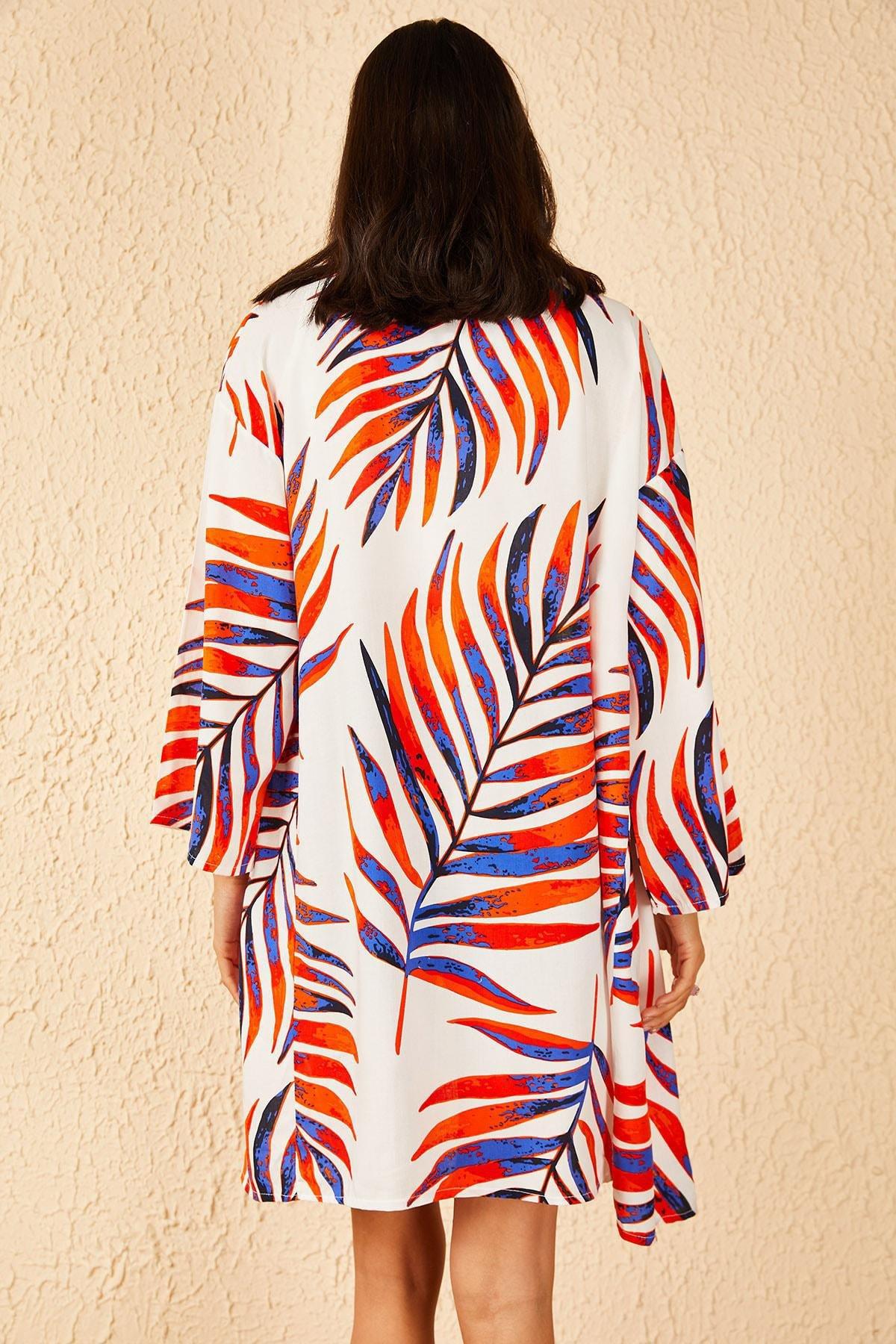 Orange Patterned Kimono, Orange, large image number 5