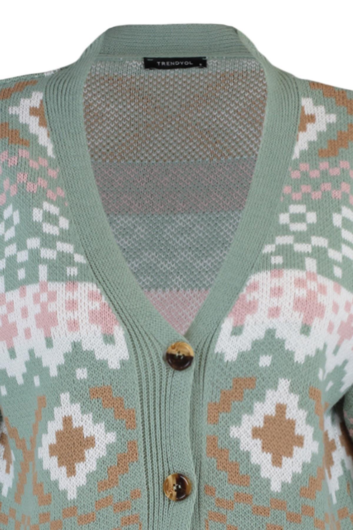 Green V-Neck Cardigan, , large image number 11