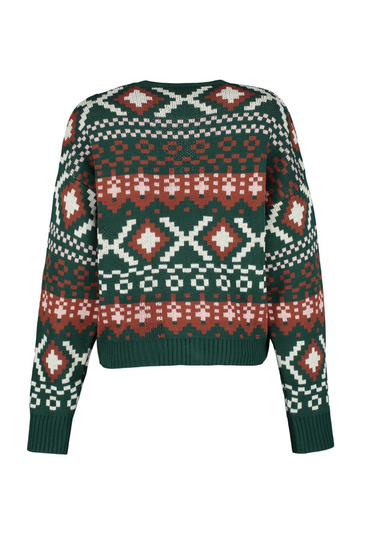 Green V-Neck Cardigan, , large image number 14