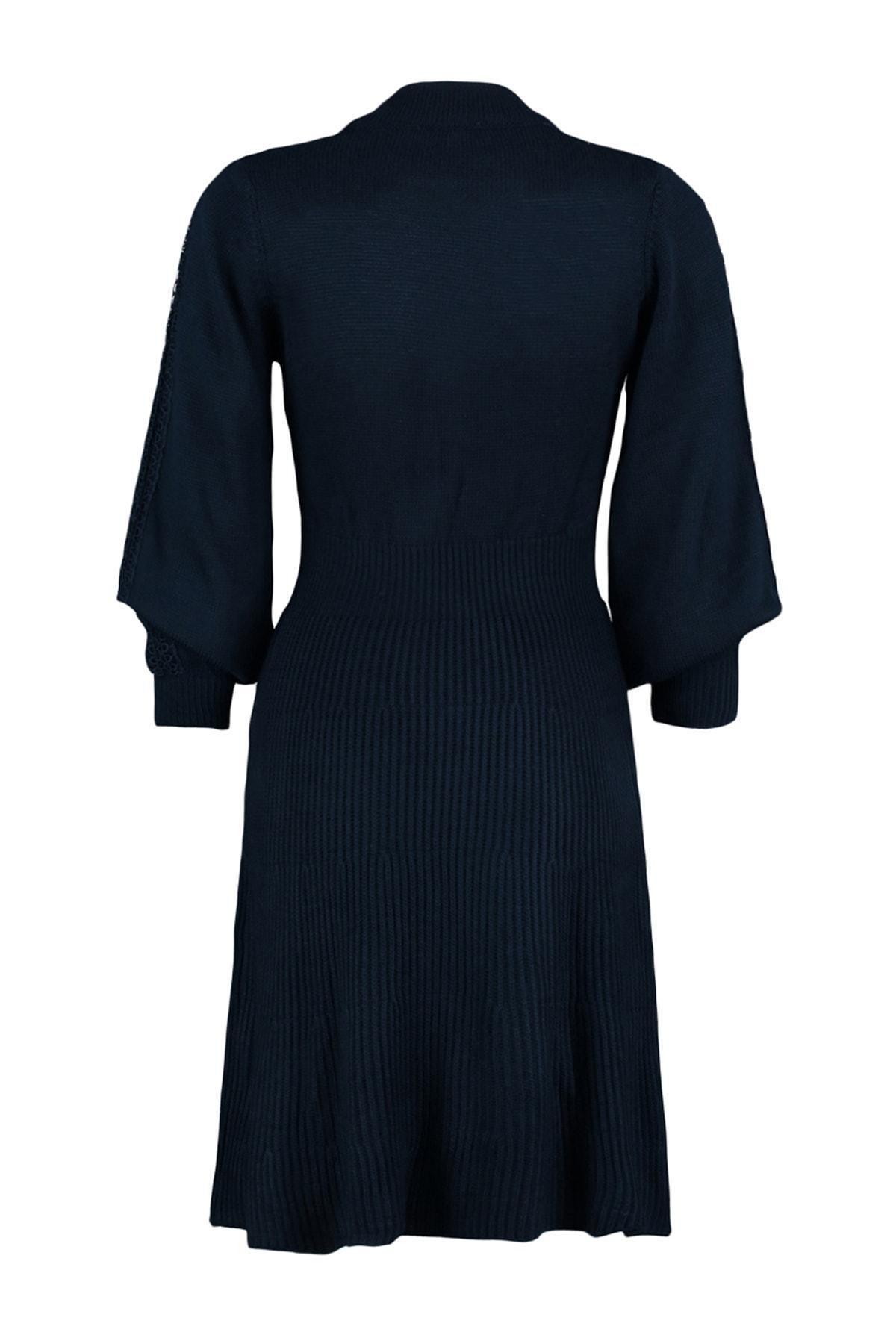 Navy Crew Neck A-Line Dress, , large image number 6