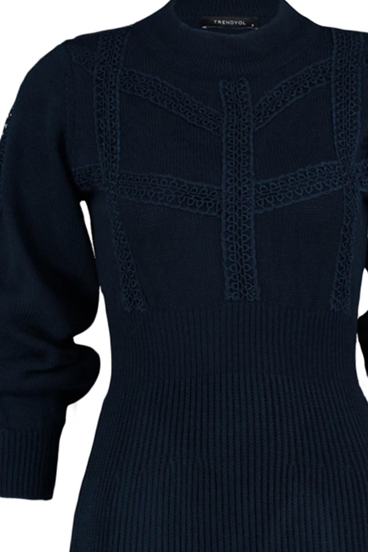 Navy Crew Neck A-Line Dress, , large image number 8