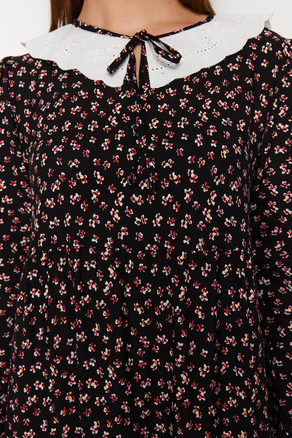 Black A Line Peter Pan Collar Dress, , large image number 5