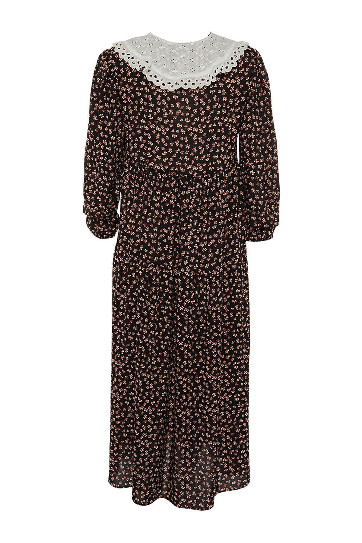 Black A Line Peter Pan Collar Dress, , large image number 7
