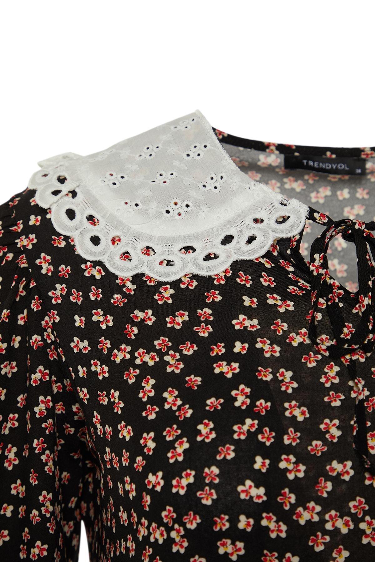 Black A Line Peter Pan Collar Dress, , large image number 8