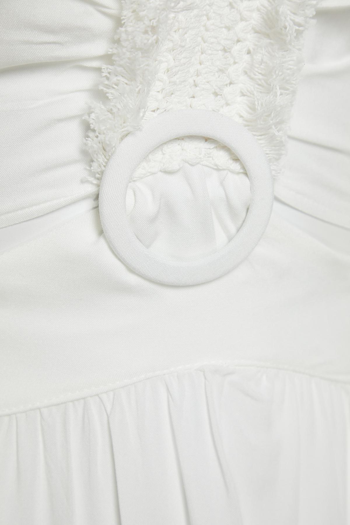 White Maxi Knitted Tassels Beach Dress, , large image number 6