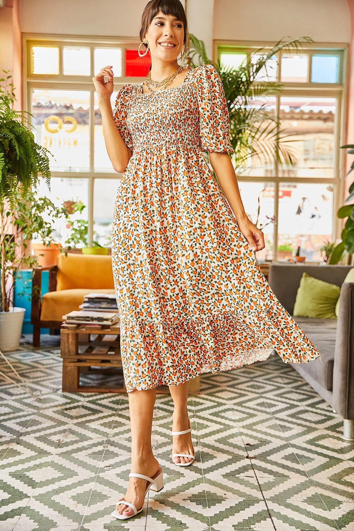 White Floral Woven Dress, , large image number 2