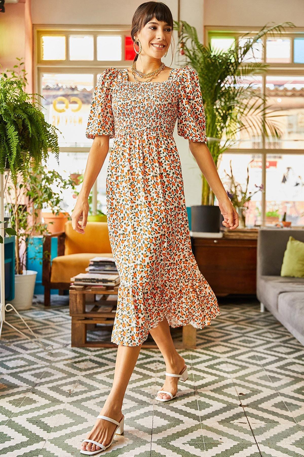 White Floral Woven Dress, , large image number 3