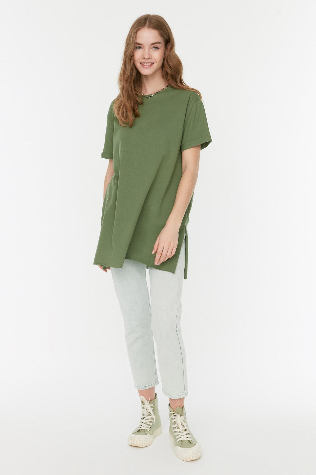 Khaki Crew Neck T-Shirt, , large image number 0