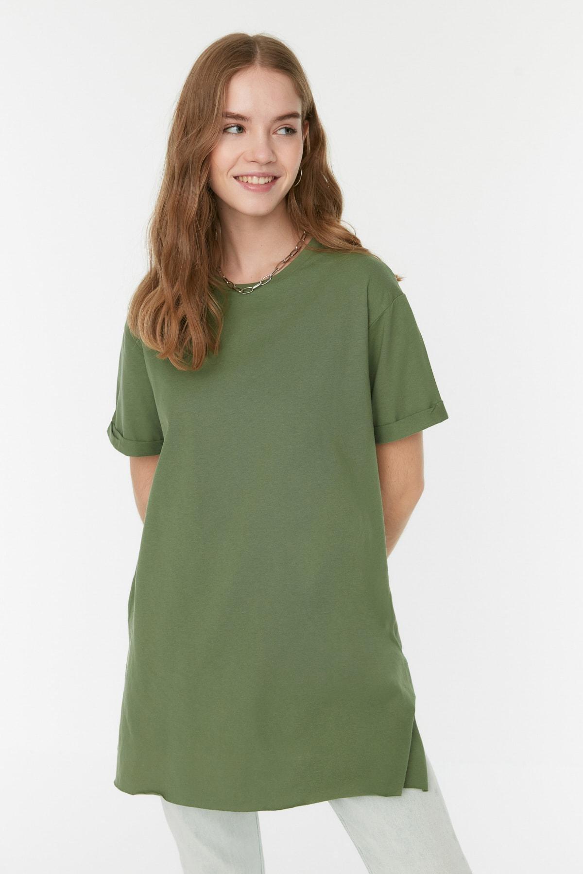 Khaki Crew Neck T-Shirt, , large image number 1
