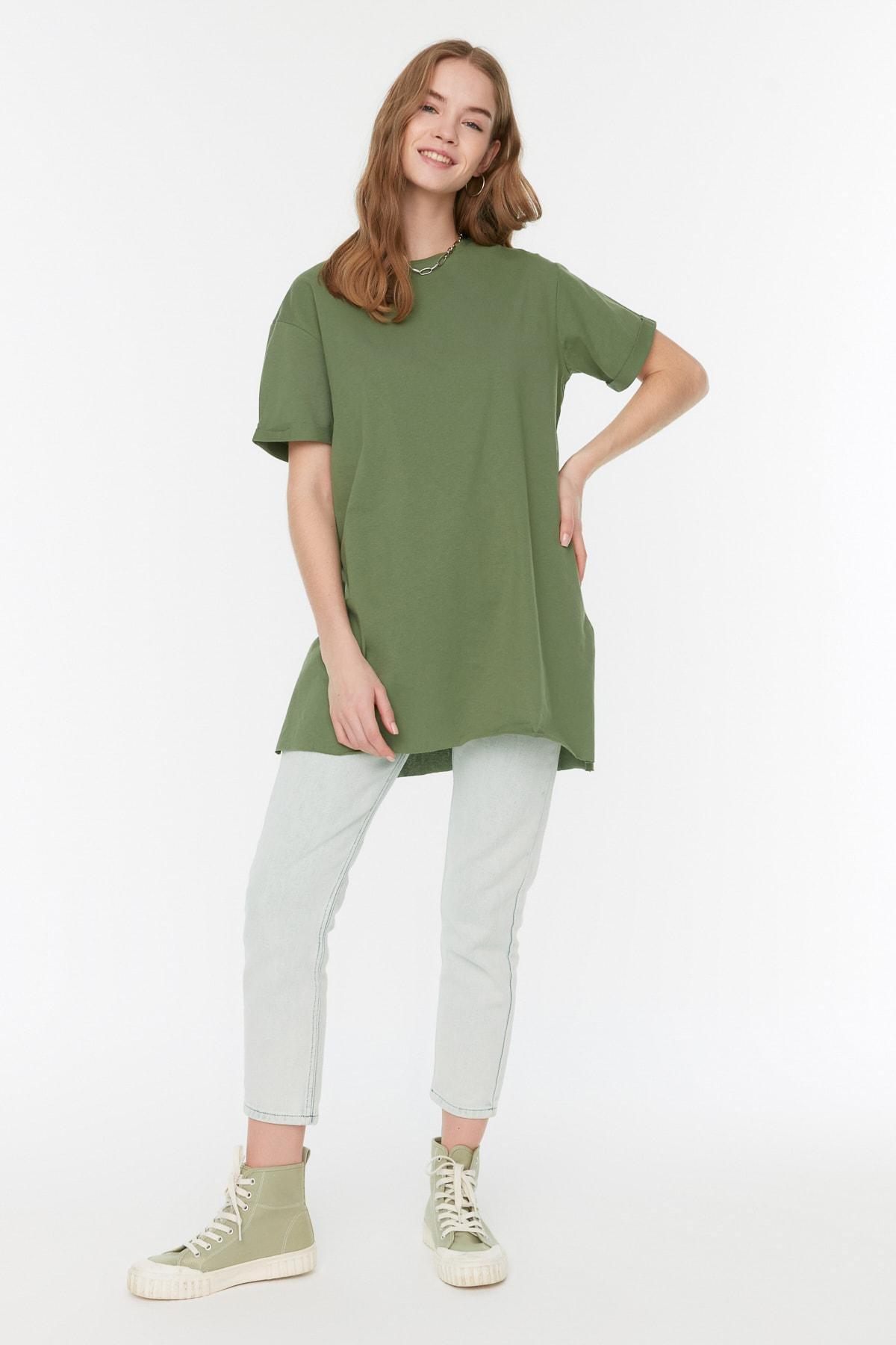 Khaki Crew Neck T-Shirt, , large image number 3