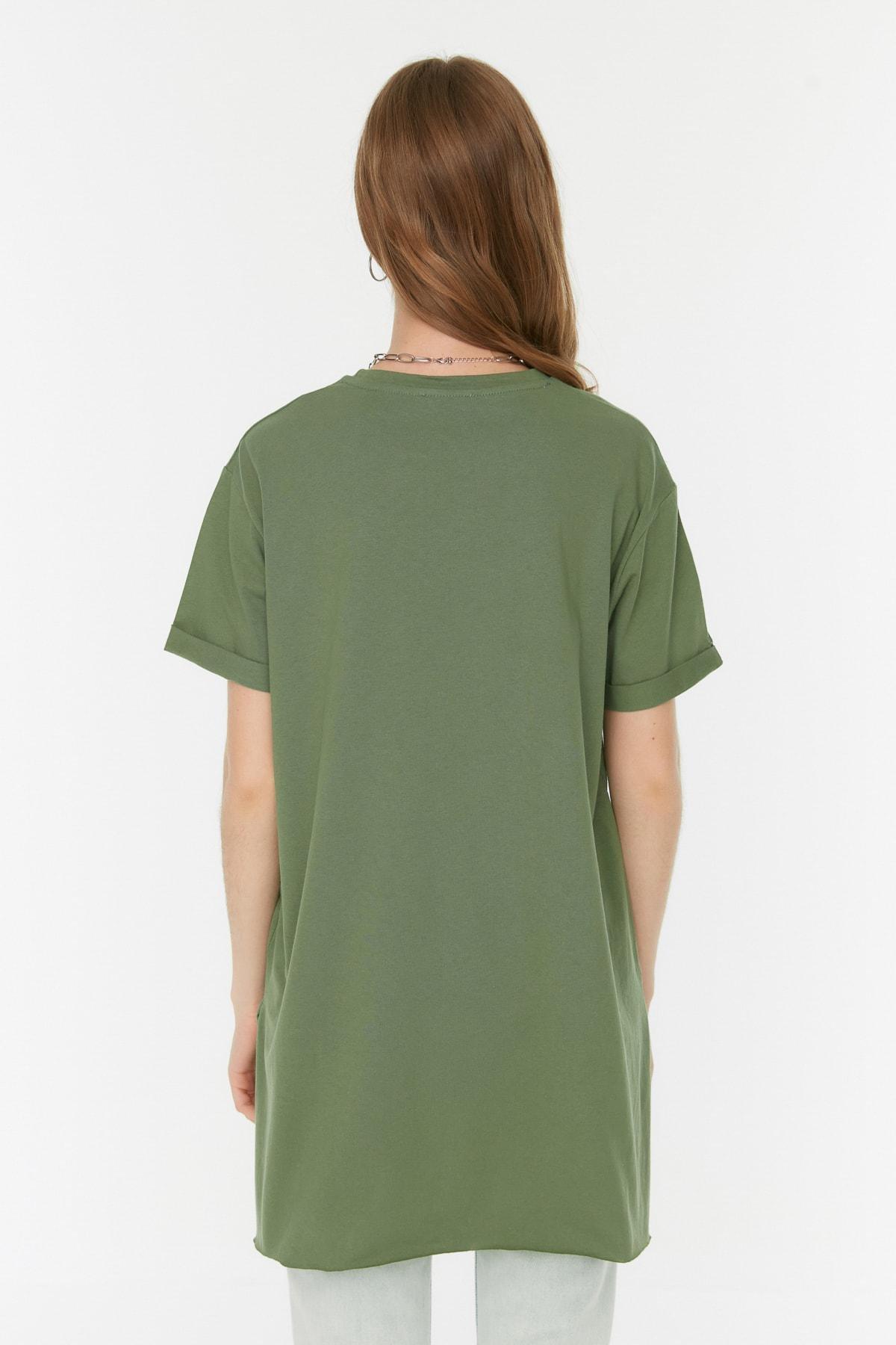 Khaki Crew Neck T-Shirt, , large image number 4