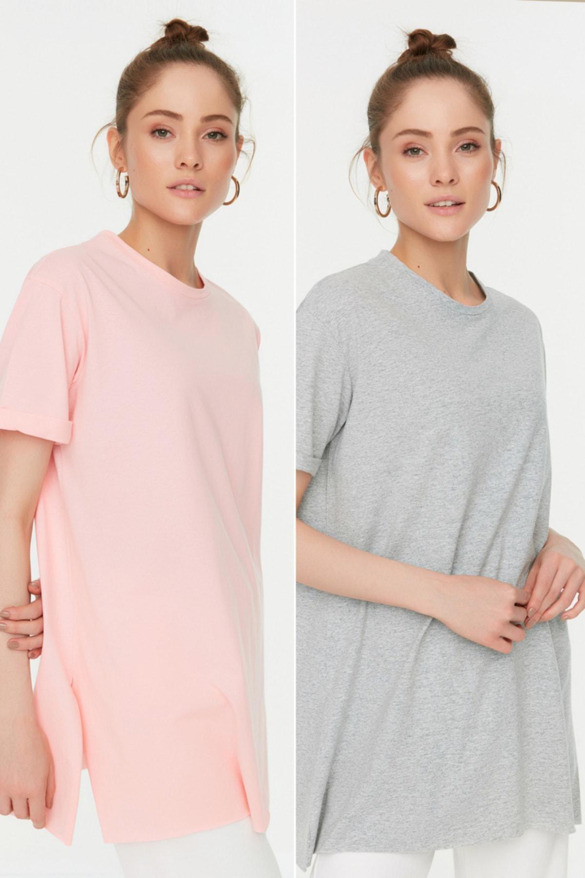 Multicolour Crew Neck Cotton T-Shirt, Set Of 2, , large image number 0