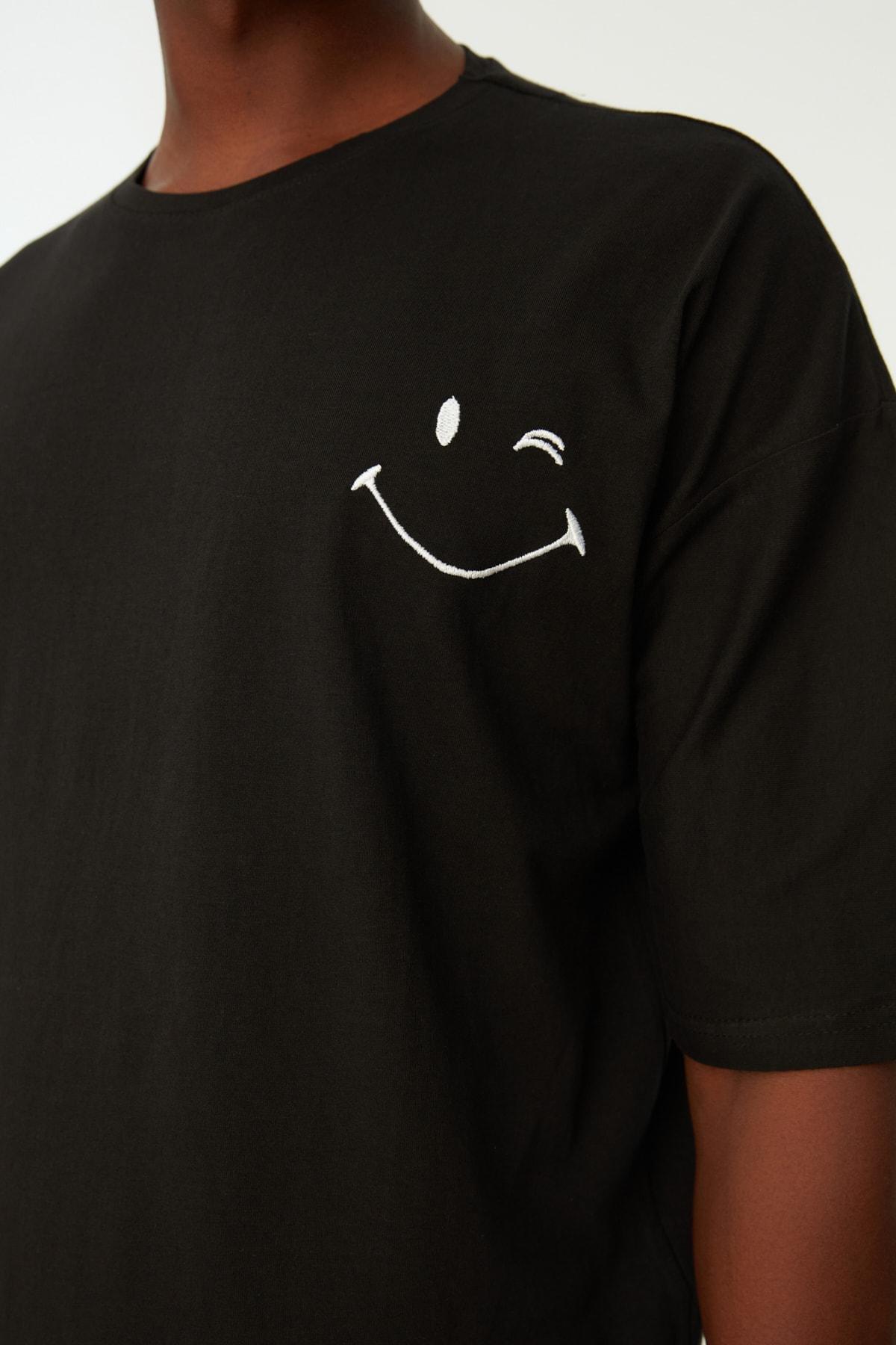 Black Oversize Graphic T-Shirt, , large image number 6