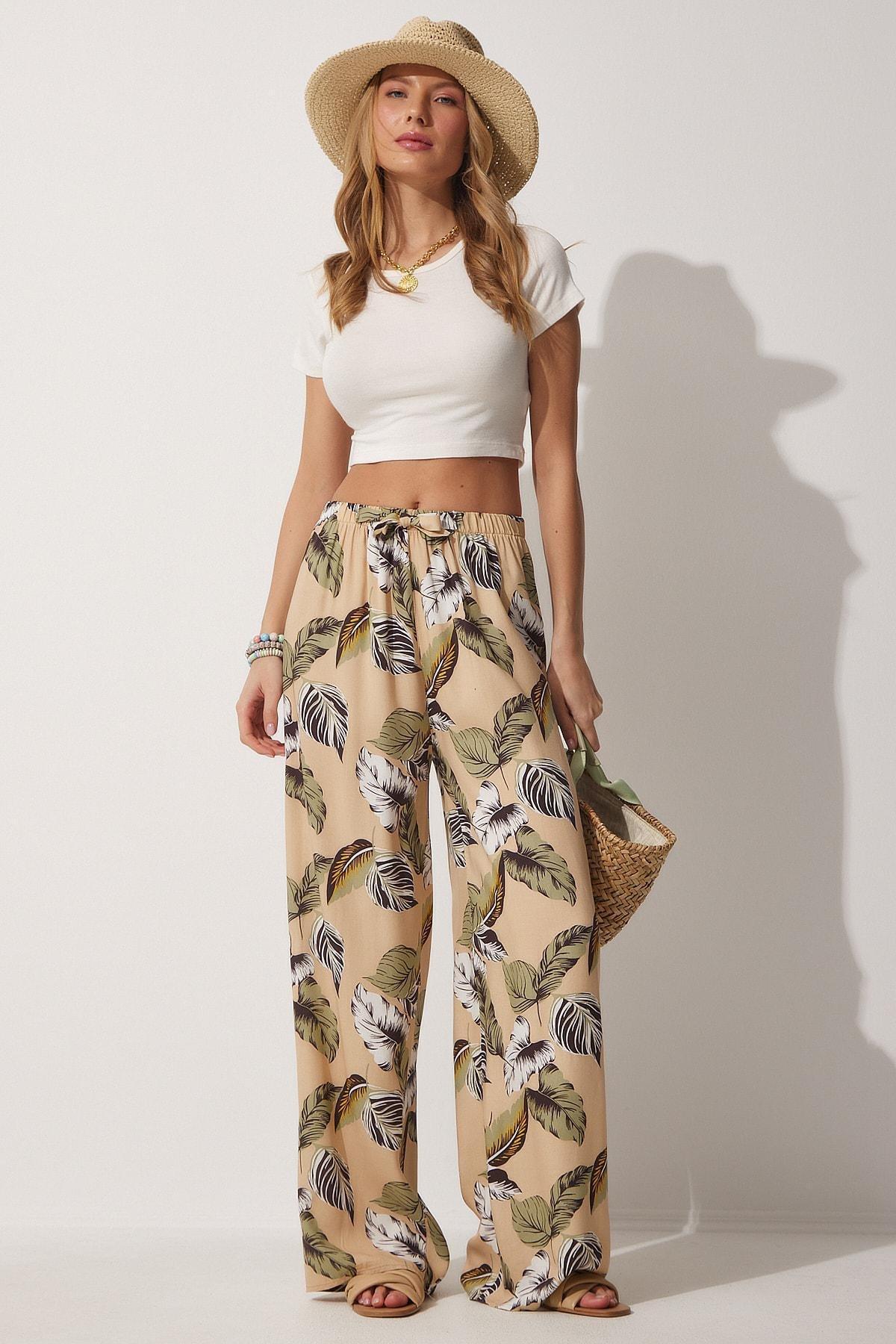 Beige Wide Leg Pants, , large image number 0