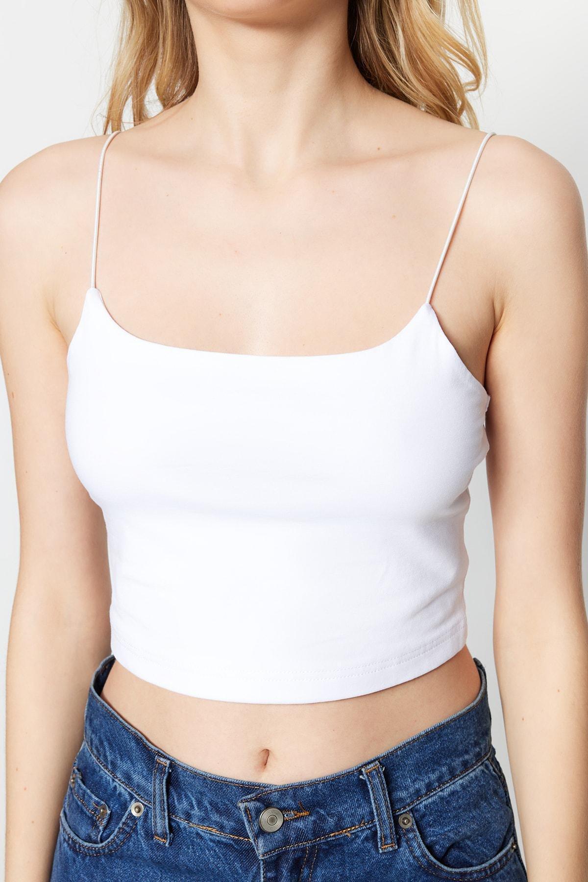Multicolour Cotton Spaghetti Straps Crop, Set Of 3, , large image number 4