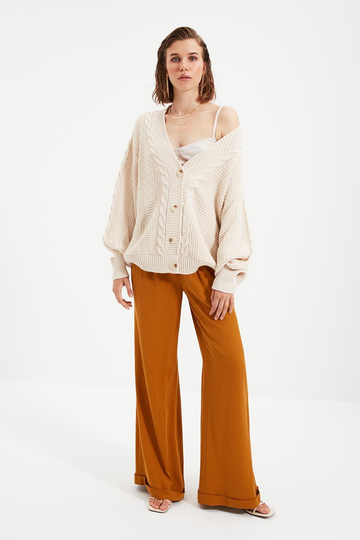 Beige V Neck Cardigan, , large image number 3