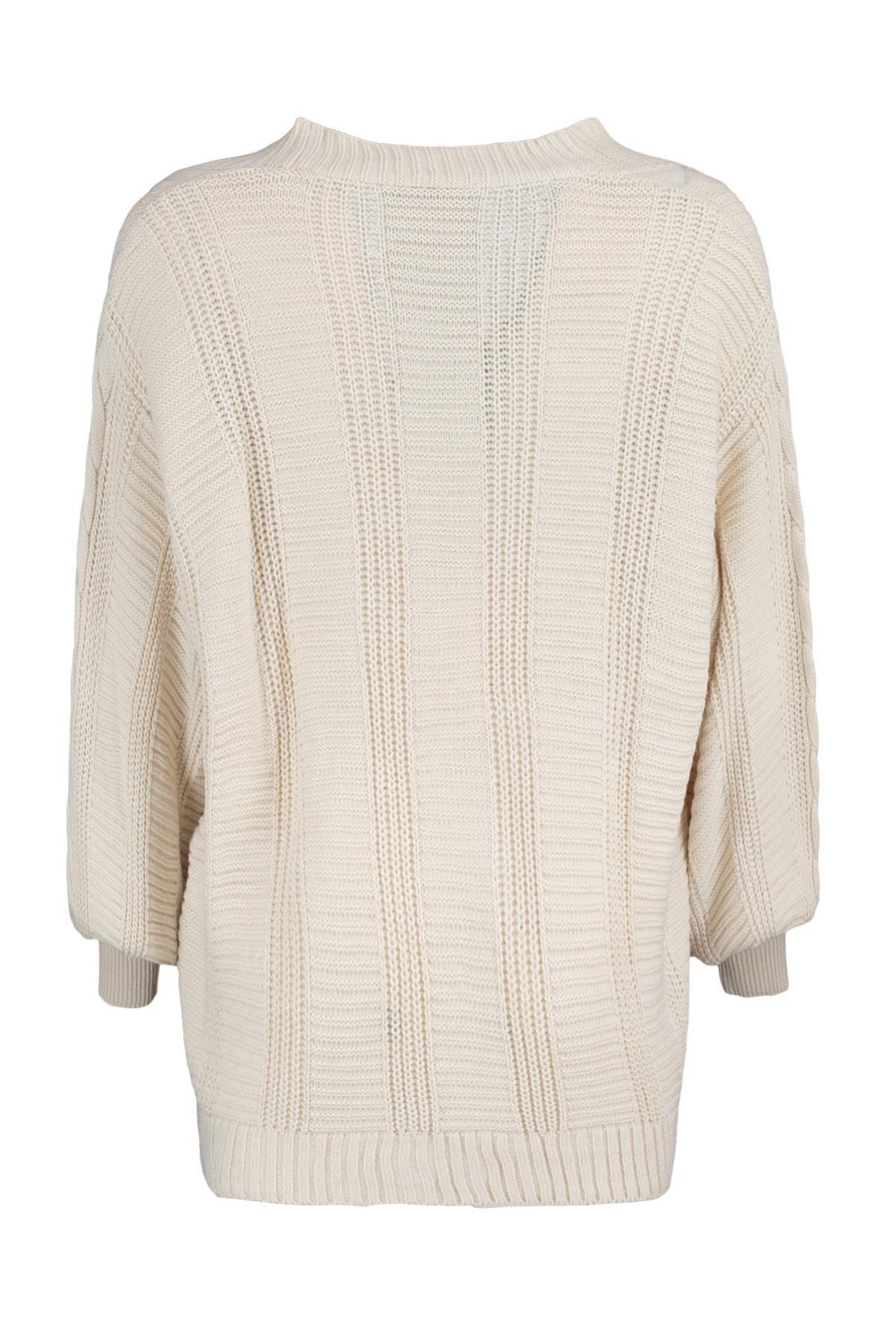 Beige V Neck Cardigan, , large image number 7