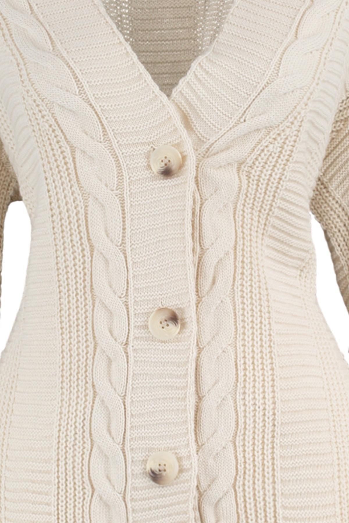 Beige V Neck Cardigan, , large image number 8