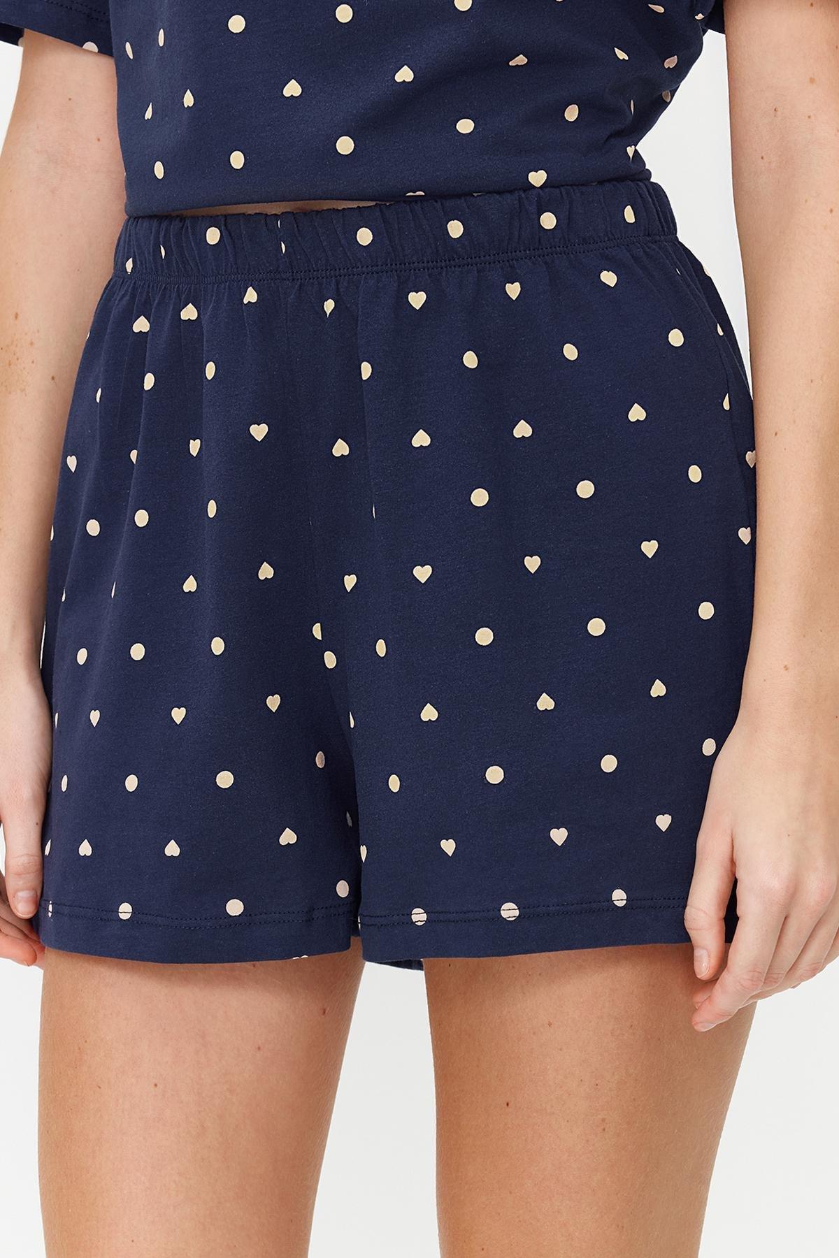 Navy Patterned Knitted Pyjamas Set <br>, , large image number 4