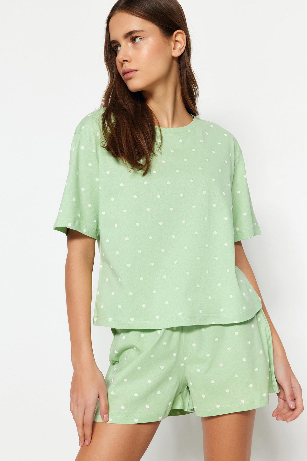 Green Polka Dot Pyjama Set, Blue, large image number 0