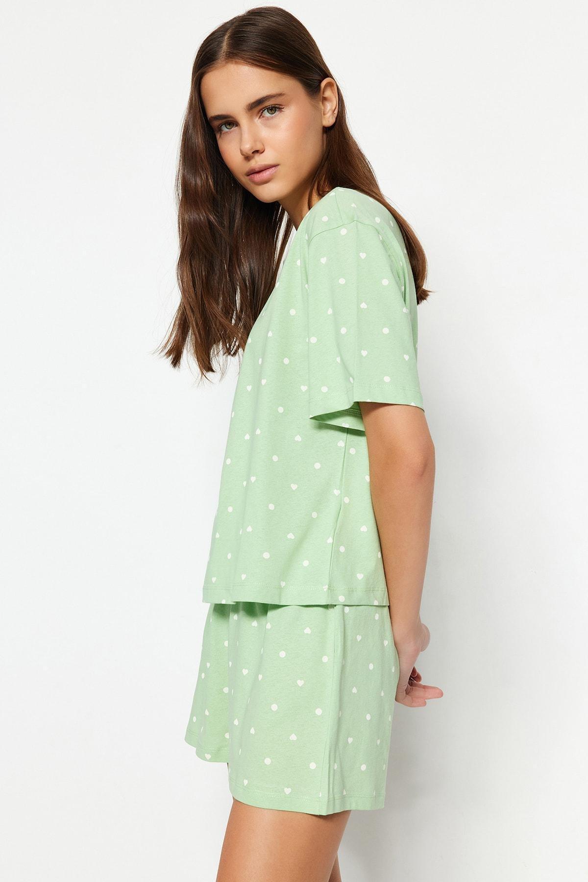 Green Polka Dot Pyjama Set, Blue, large image number 1